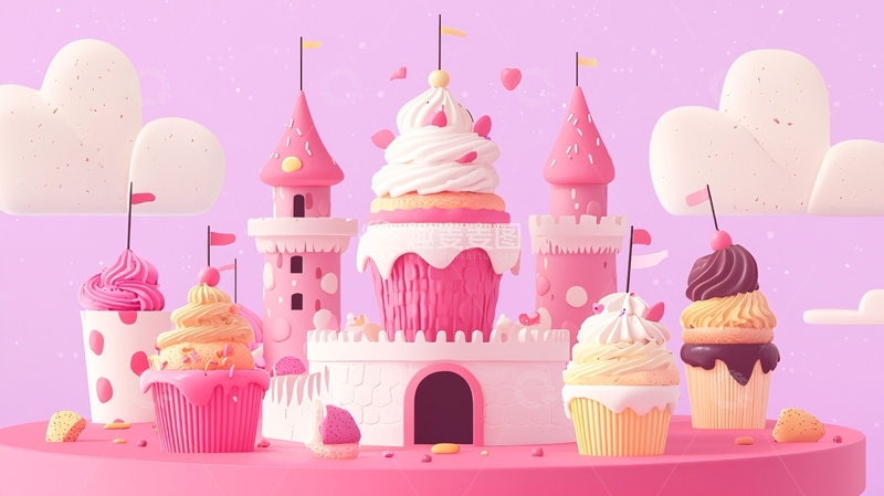 高清大图下载【趣麦麦图】粉色系甜点城堡