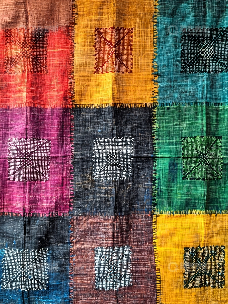 高清大图下载【趣麦麦图】彩色拼接布料背景