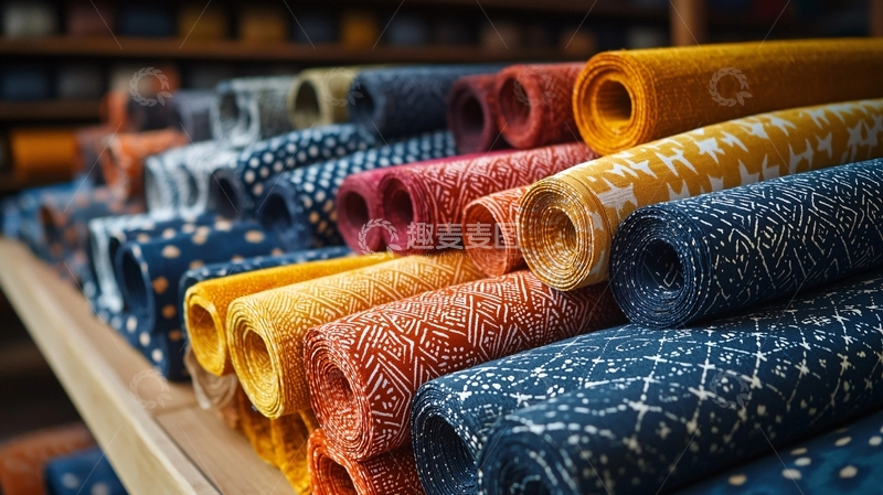高清大图下载【趣麦麦图】彩色卷起的布料堆叠
