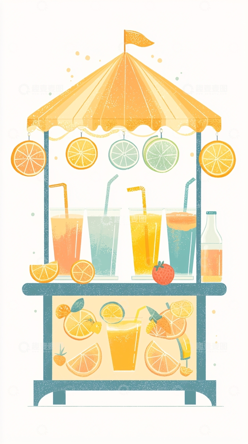 高清大图下载【趣麦麦图】清新水果饮品小摊