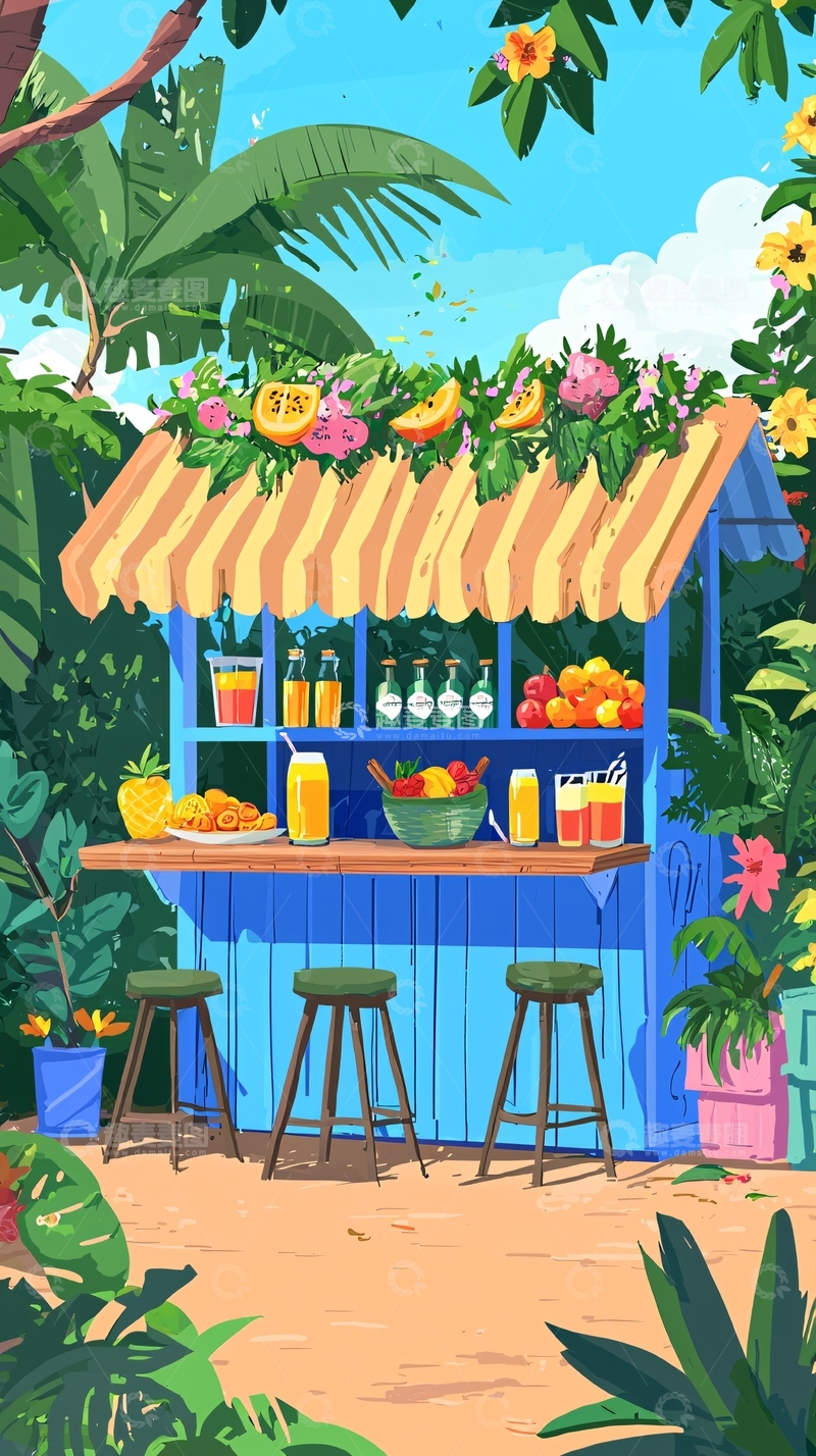 高清大图下载【趣麦麦图】热带水果摊