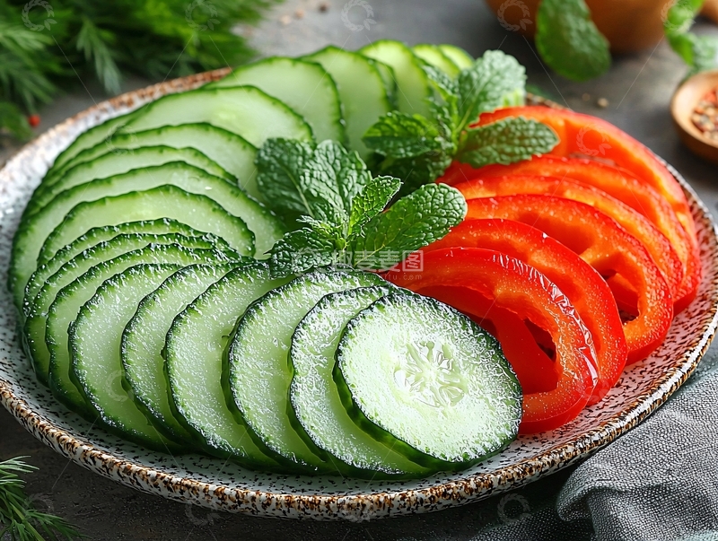 高清大图下载【趣麦麦图】新鲜蔬菜切片摆盘