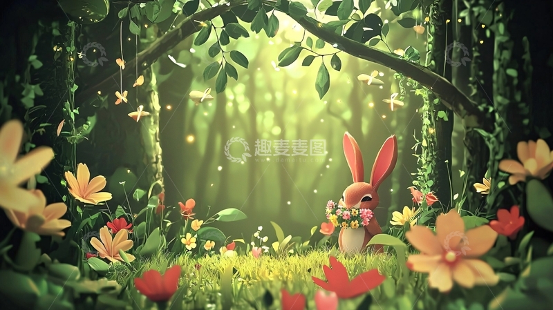 高清大图下载【趣麦麦图】森林小兔
