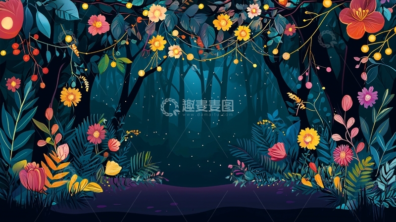 高清大图下载【趣麦麦图】梦幻森林花灯