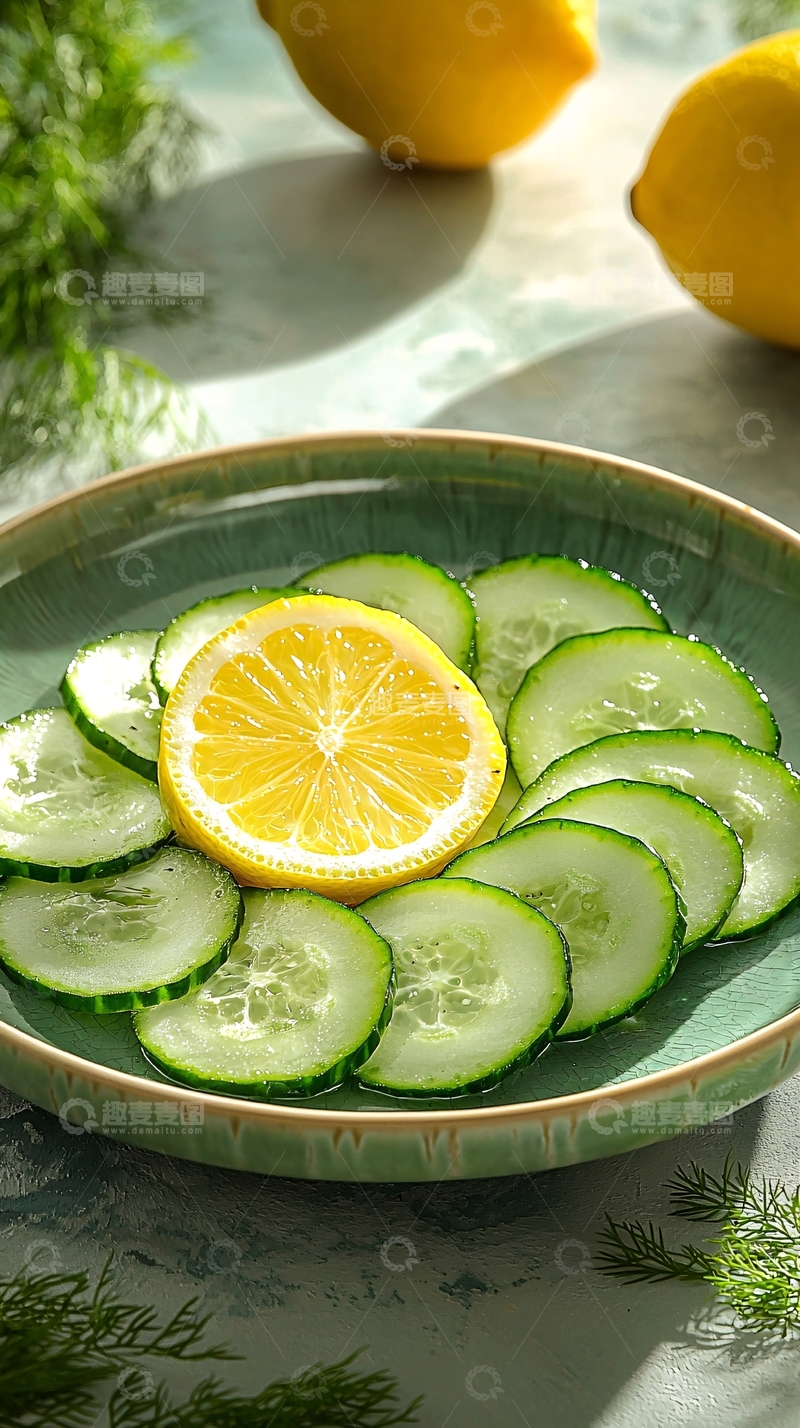 高清大图下载【趣麦麦图】清新黄瓜柠檬切片摆盘