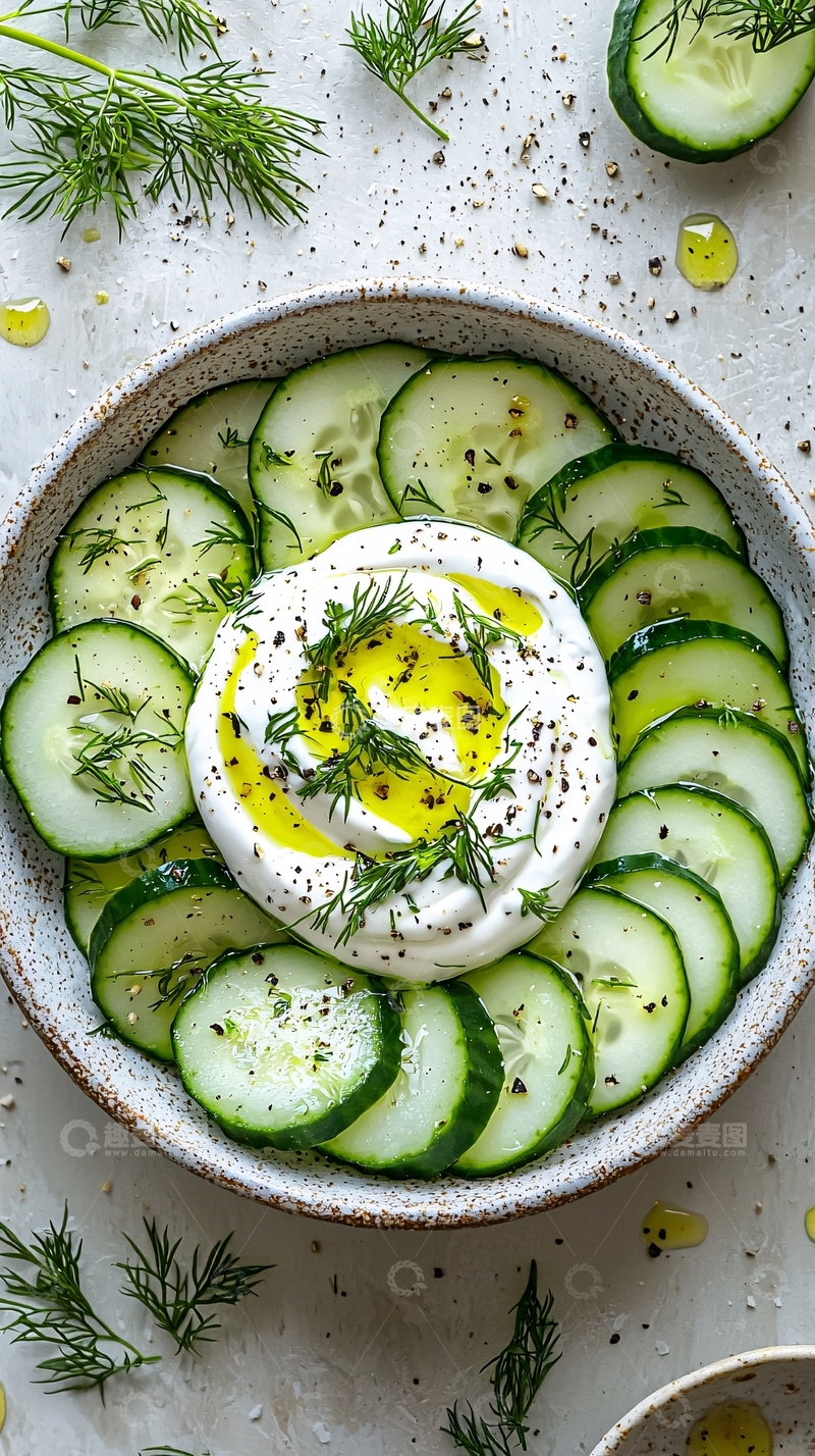 高清大图下载【趣麦麦图】清新黄瓜酸奶沙拉