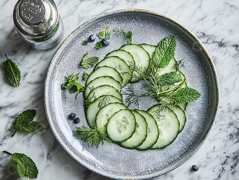 高清大图下载【趣麦麦图】黄瓜薄片摆盘