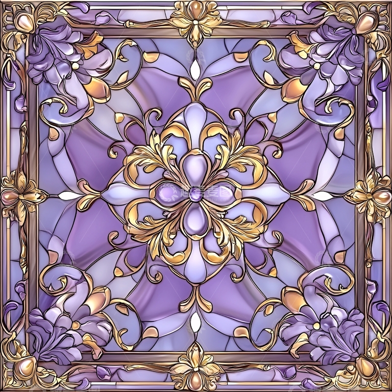 高清大图下载【趣麦麦图】紫色金色花纹图案