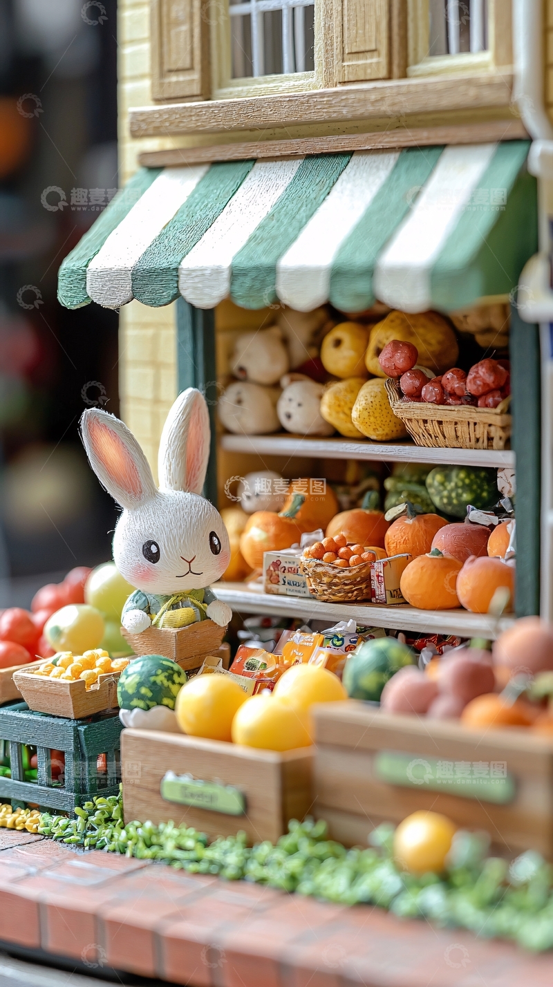 高清大图下载【趣麦麦图】迷你兔水果店