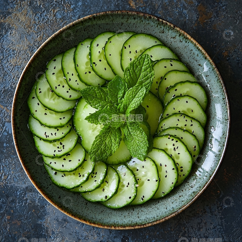 高清大图下载【趣麦麦图】黄瓜薄片摆盘
