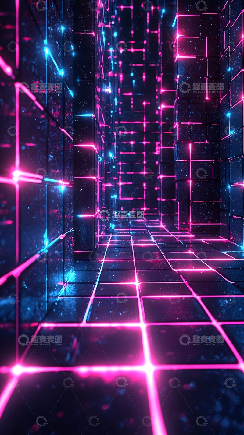 高清大图下载【趣麦麦图】霓虹灯几何通道