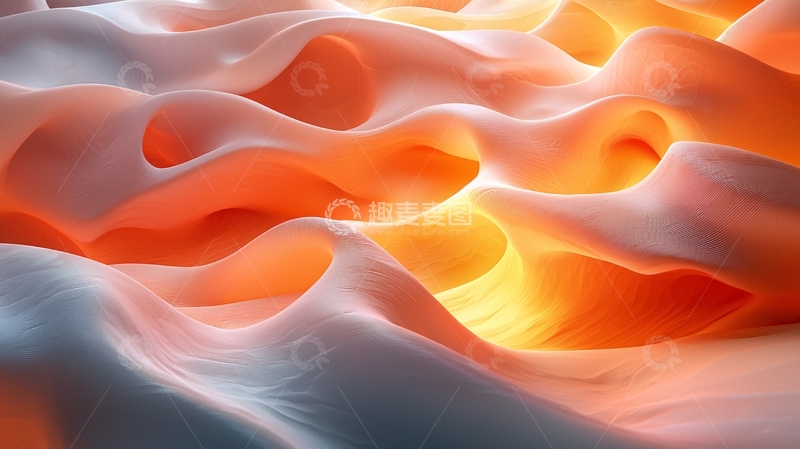 高清大图下载【趣麦麦图】柔和的橙色丝绸波浪