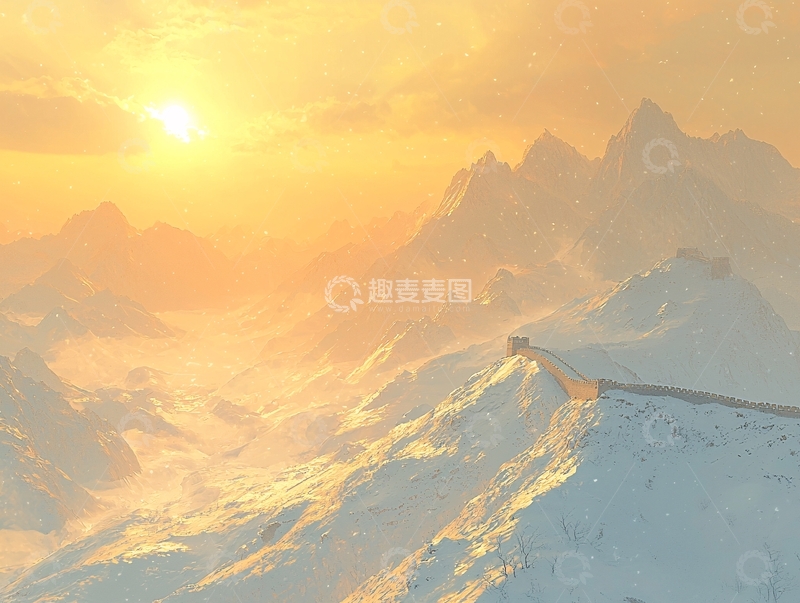 高清大图下载【趣麦麦图】雪山日出唯美风景