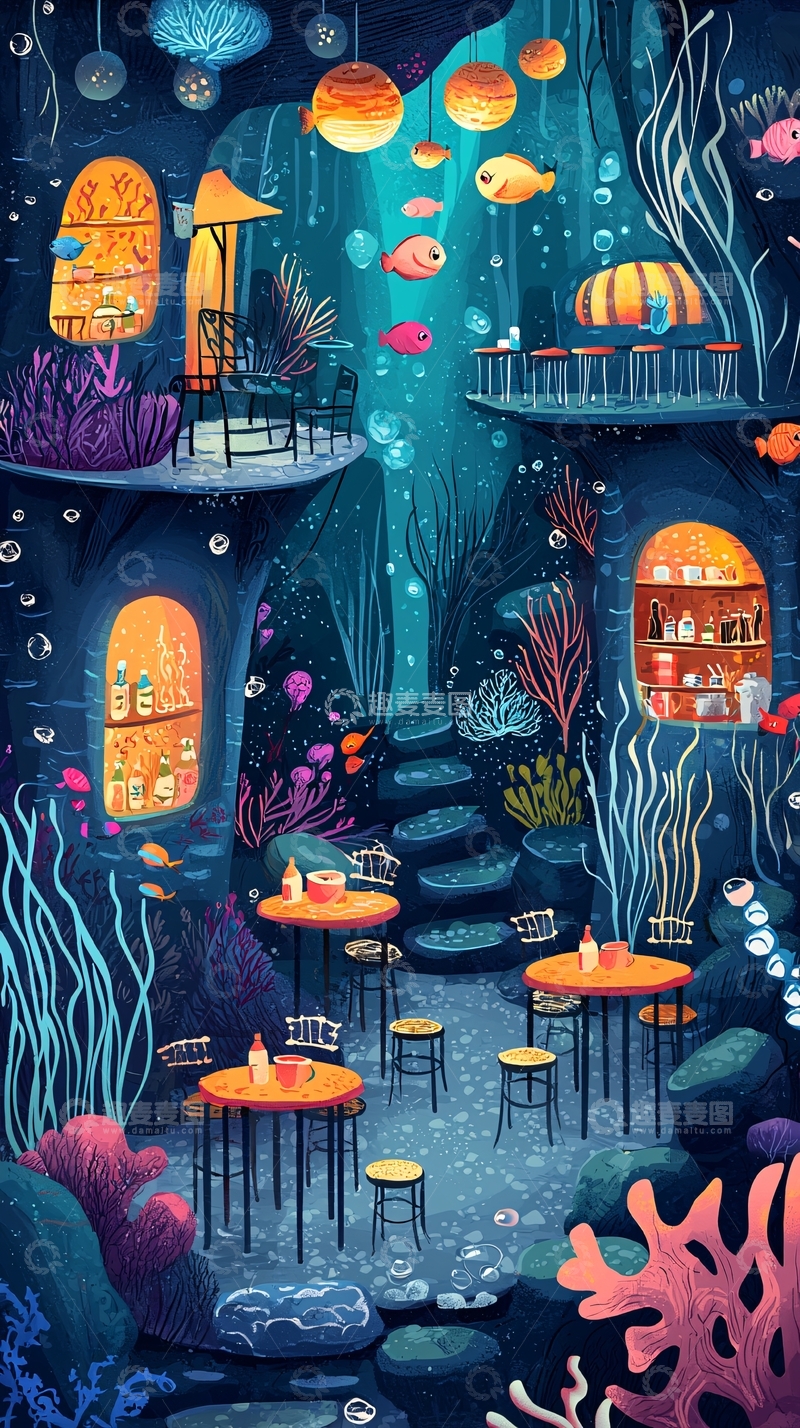 高清大图下载【趣麦麦图】海底餐厅