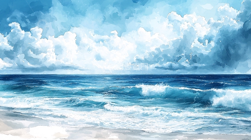 高清大图下载【趣麦麦图】蓝天白云大海沙滩