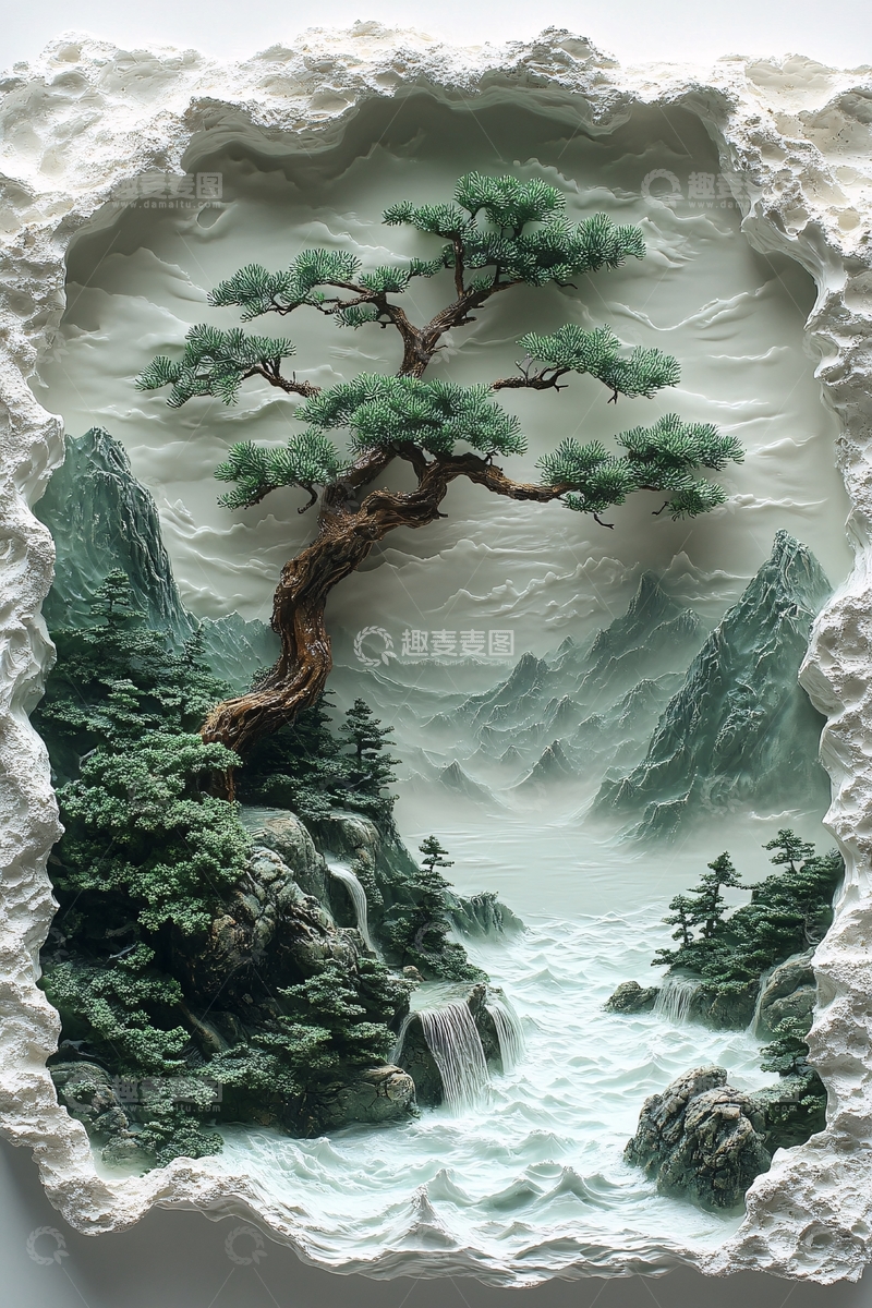 高清大图下载【趣麦麦图】水墨山水画449