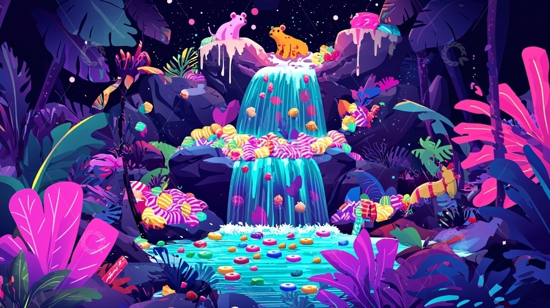 高清大图下载【趣麦麦图】梦幻糖果瀑布