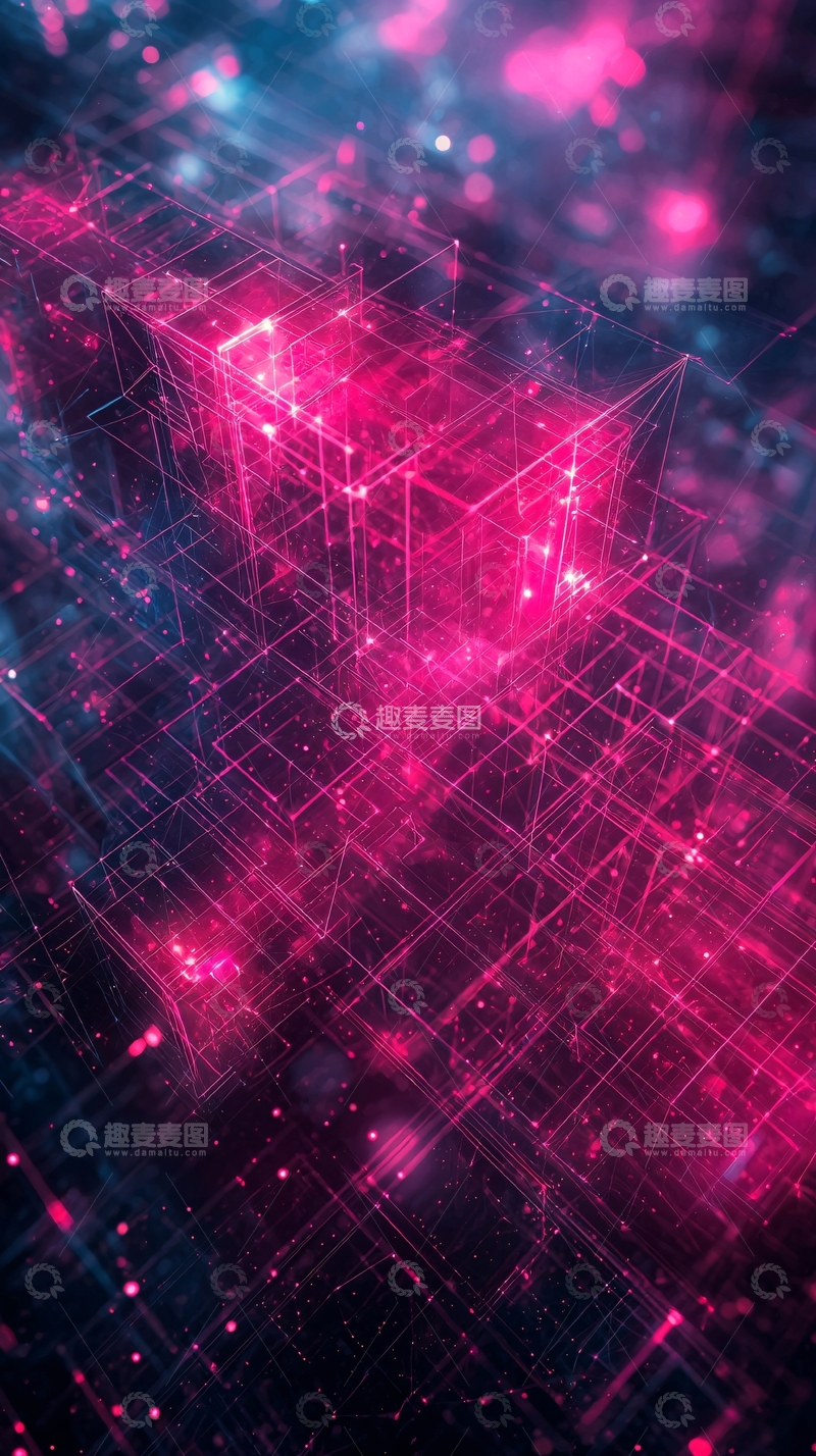 高清大图下载【趣麦麦图】科技感十足的粉色立方体