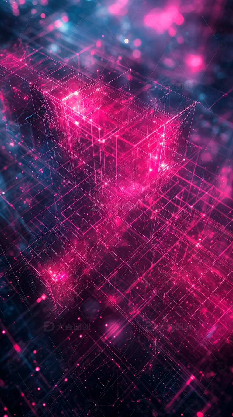高清大图下载【趣麦麦图】科技感十足的粉色立方体
