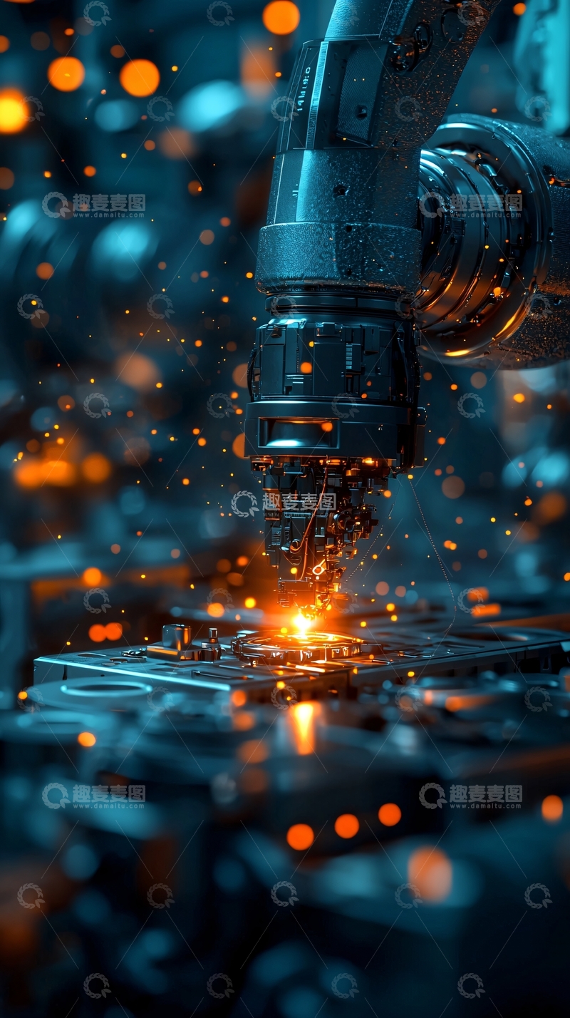 高清大图下载【趣麦麦图】焊接的机器臂工作