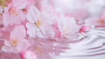 粉嫩樱花水面涟漪