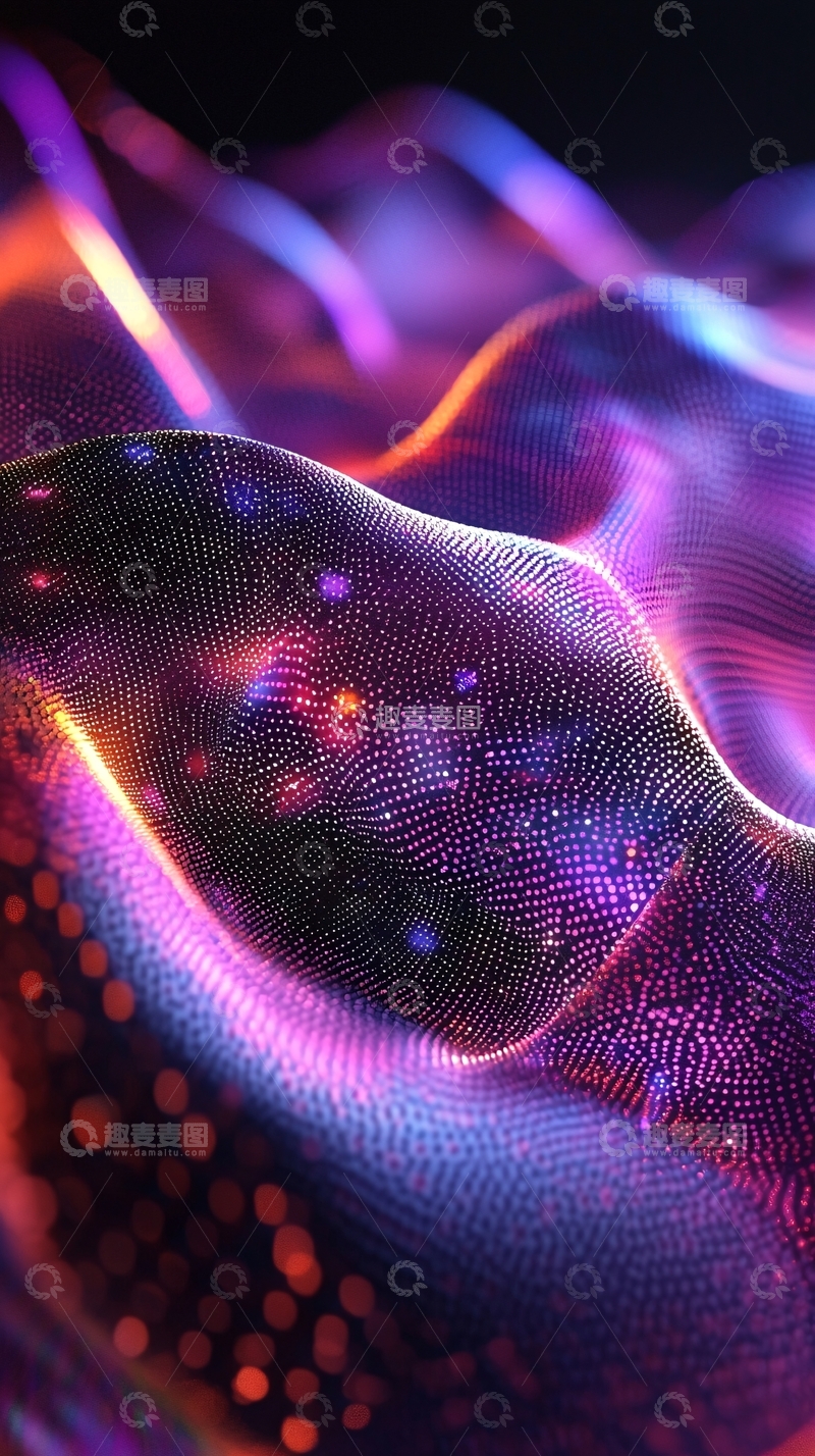高清大图下载【趣麦麦图】抽象紫色发光曲线