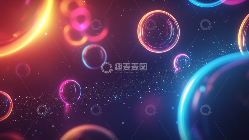 高清大图下载【趣麦麦图】色彩缤纷漂浮泡泡