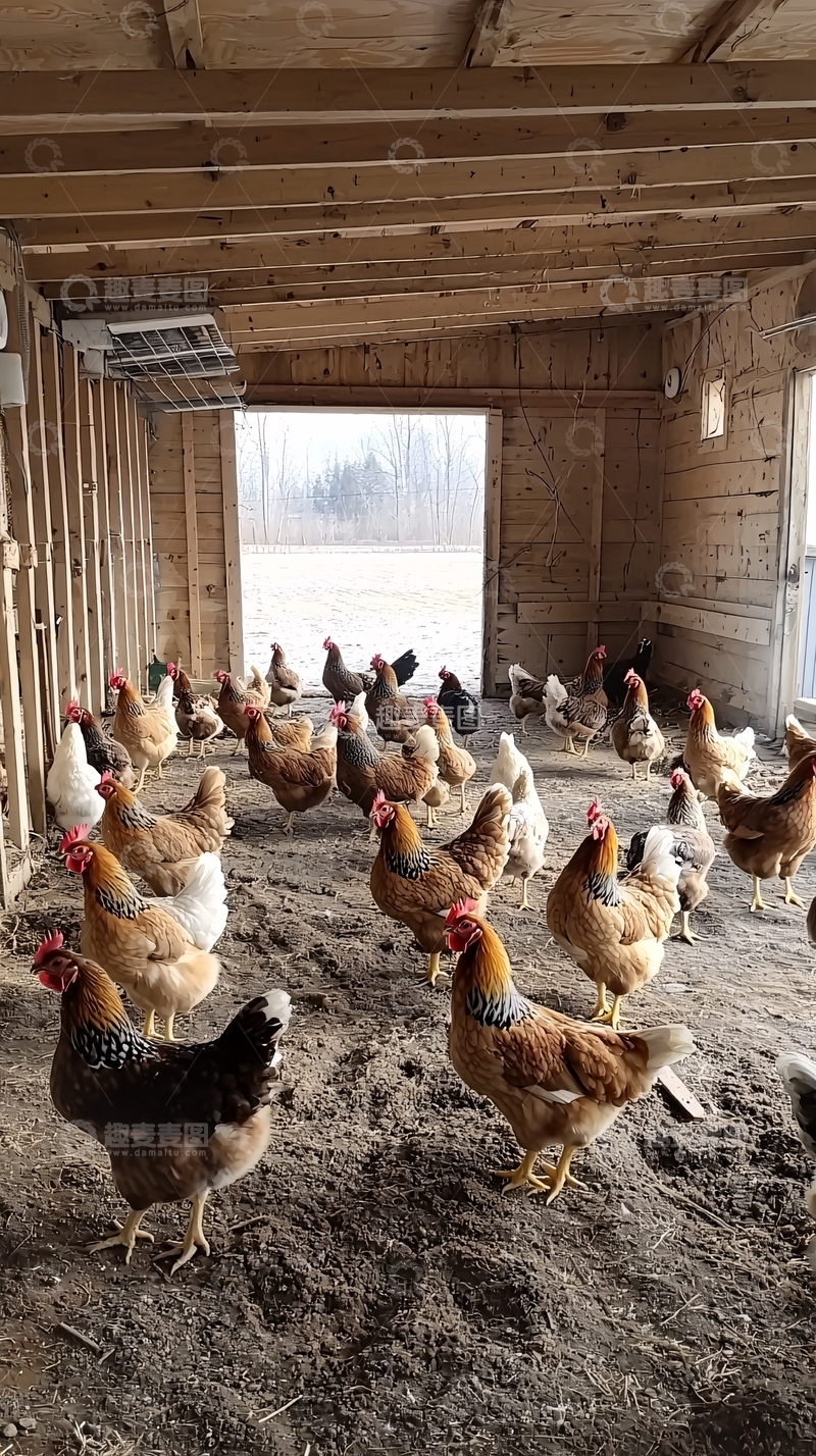 高清大图下载【趣麦麦图】鸡舍里的母鸡