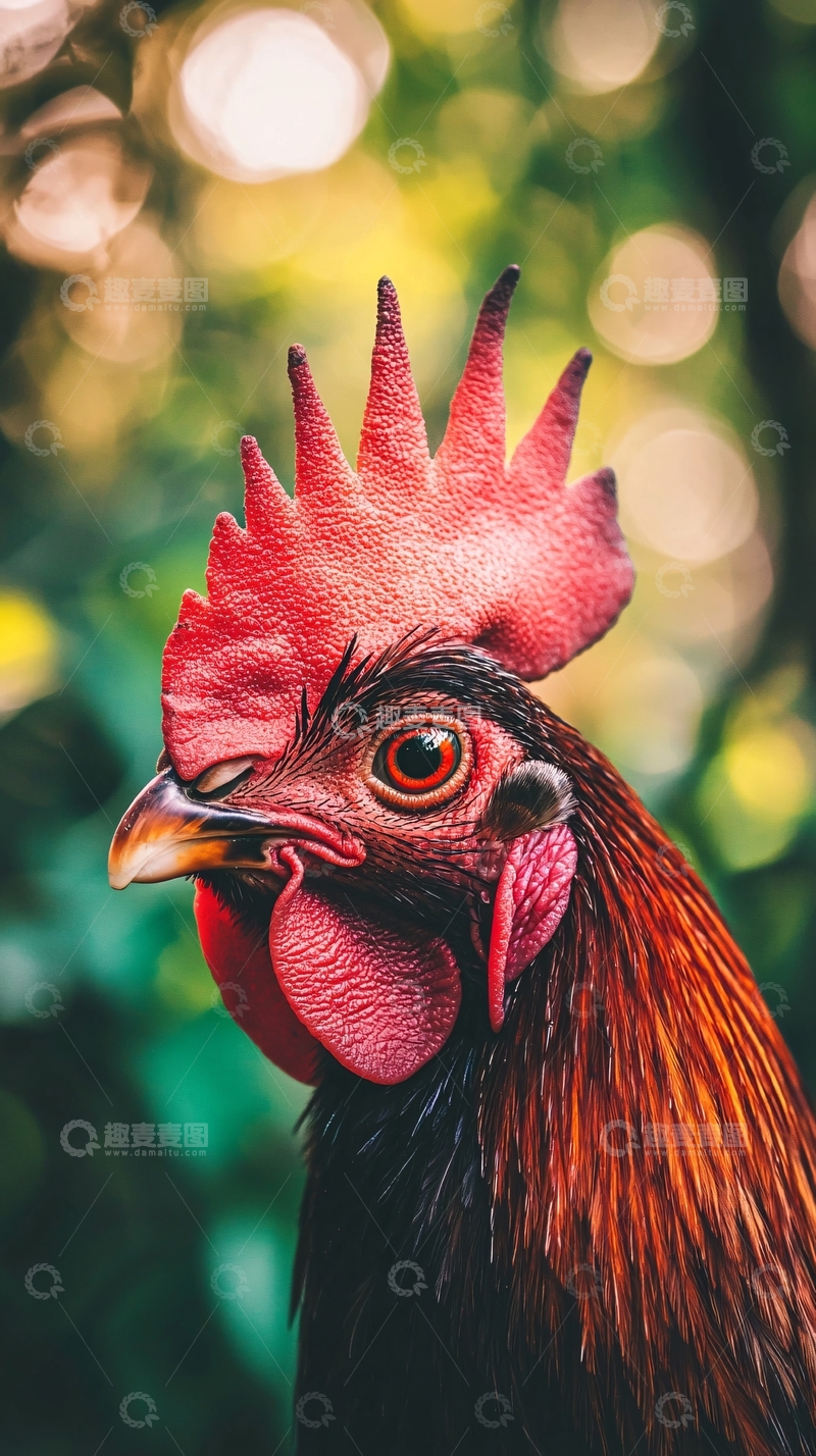 高清大图下载【趣麦麦图】红棕色公鸡特写