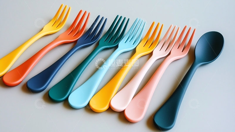 高清大图下载【趣麦麦图】彩色儿童餐具套装