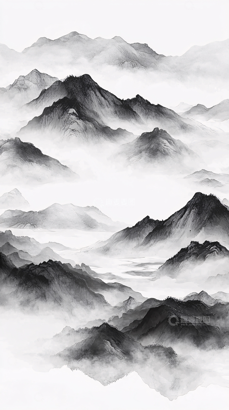 高清大图下载【趣麦麦图】水墨山水画451