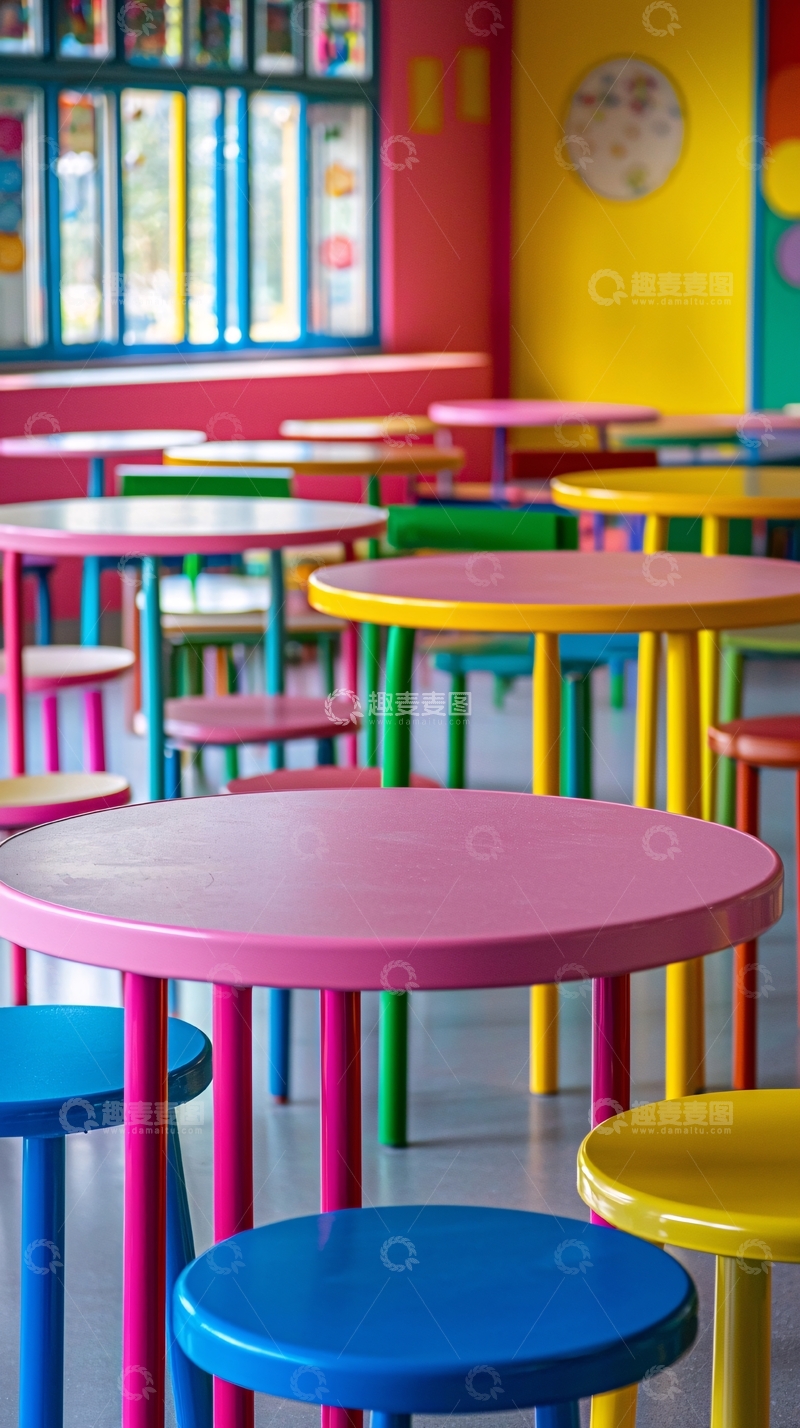 高清大图下载【趣麦麦图】彩色儿童桌椅