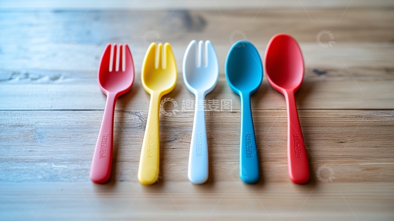 高清大图下载【趣麦麦图】彩色塑料餐具