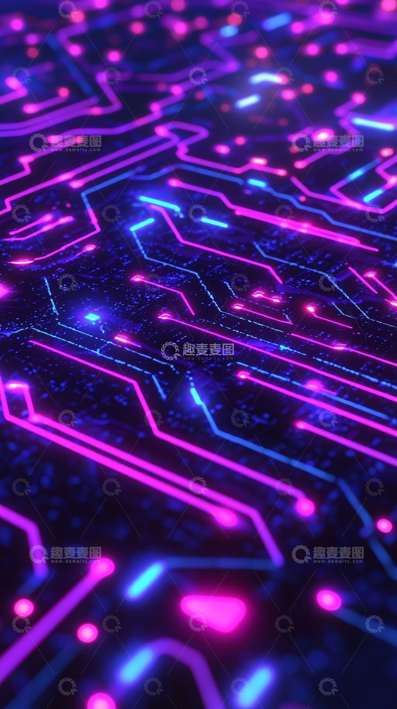 高清大图下载【趣麦麦图】炫彩科技感电路板背景图