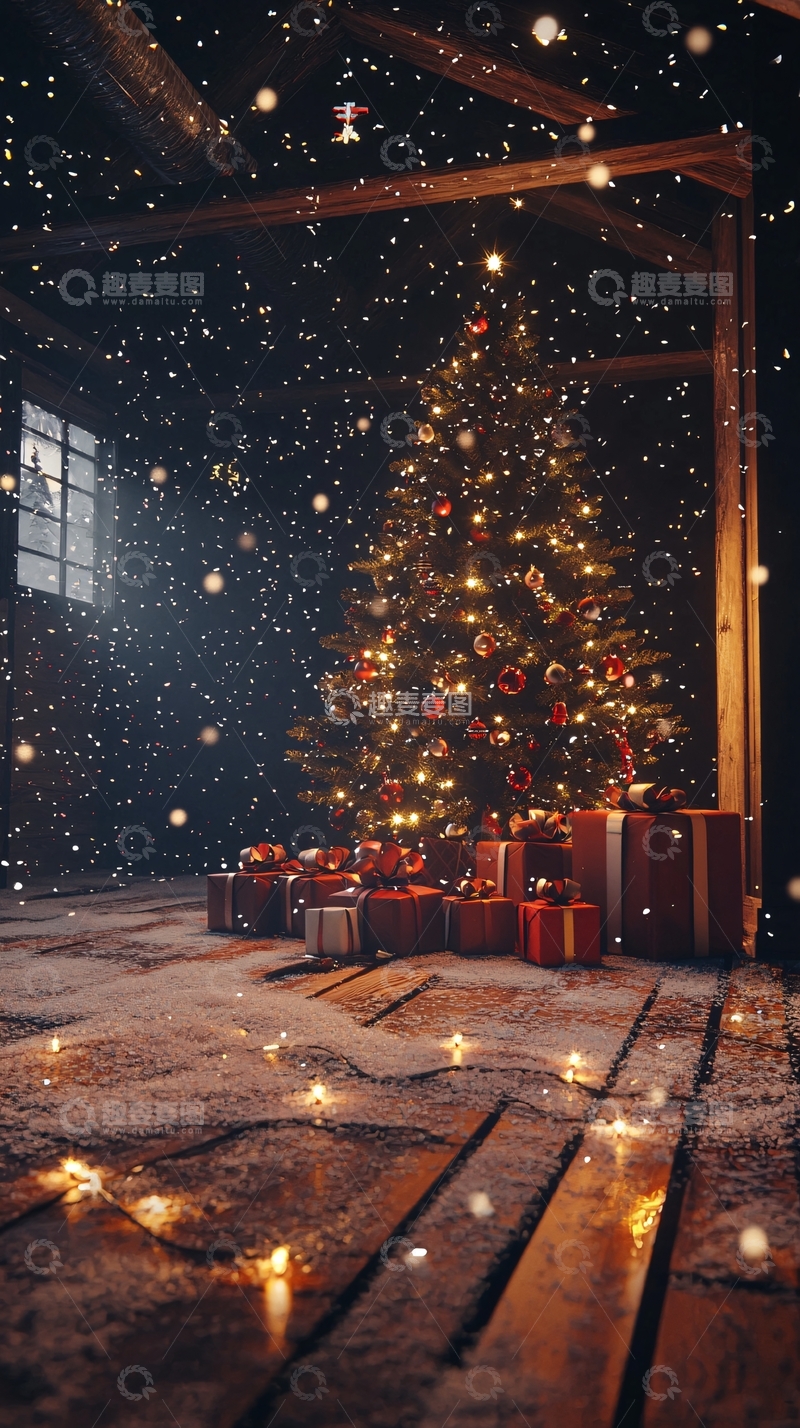 高清大图下载【趣麦麦图】圣诞树下的礼物