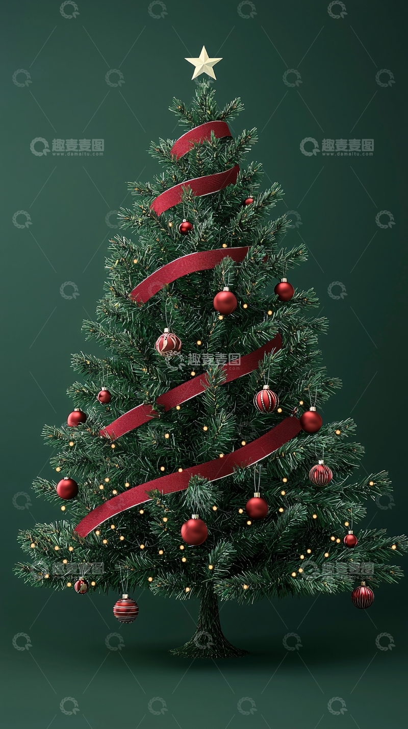 高清大图下载【趣麦麦图】绿色背景圣诞树