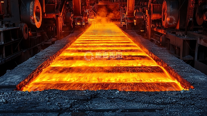 高清大图下载【趣麦麦图】炽热的金属在传送带上