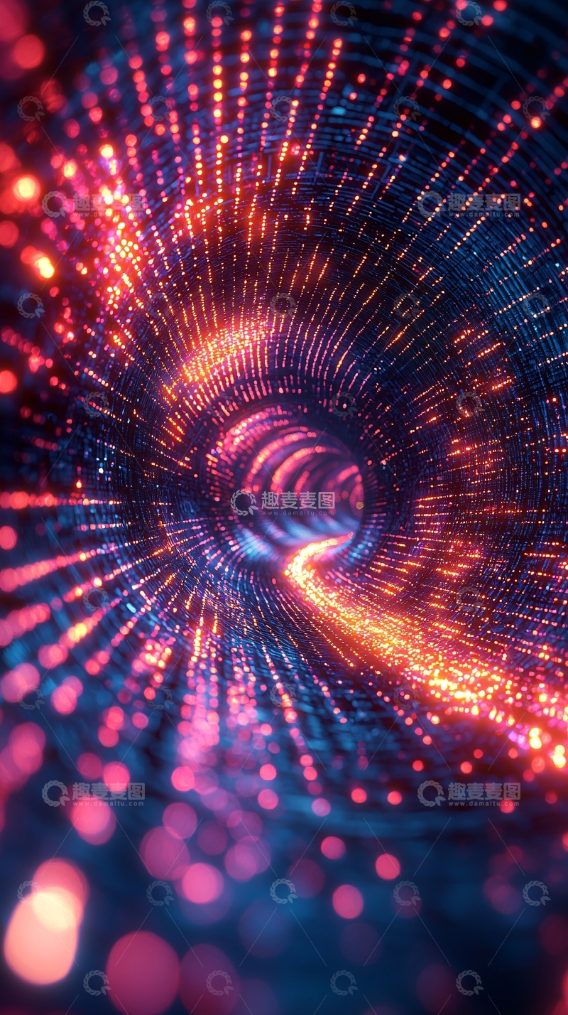 高清大图下载【趣麦麦图】霓虹灯光隧道