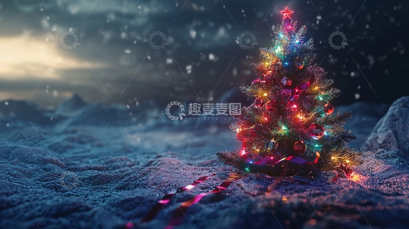 高清大图下载【趣麦麦图】雪地里的圣诞树