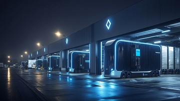 夜晚自动驾驶卡车车队