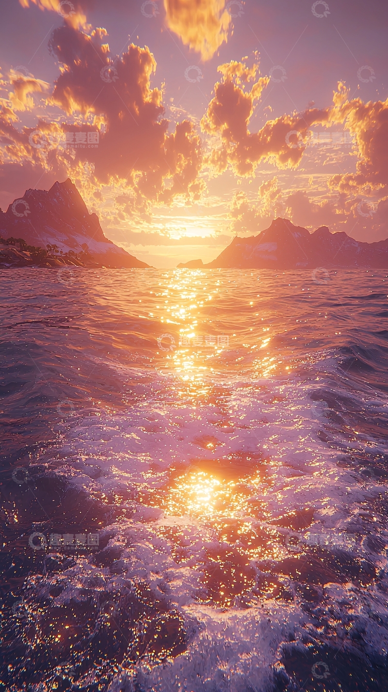 高清大图下载【趣麦麦图】壮丽的日落海景