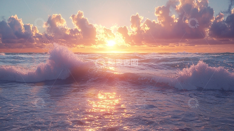 高清大图下载【趣麦麦图】海面日出波光粼粼