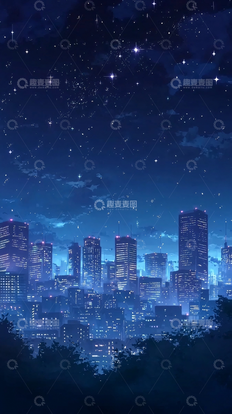 高清大图下载【趣麦麦图】星空下的城市夜景8