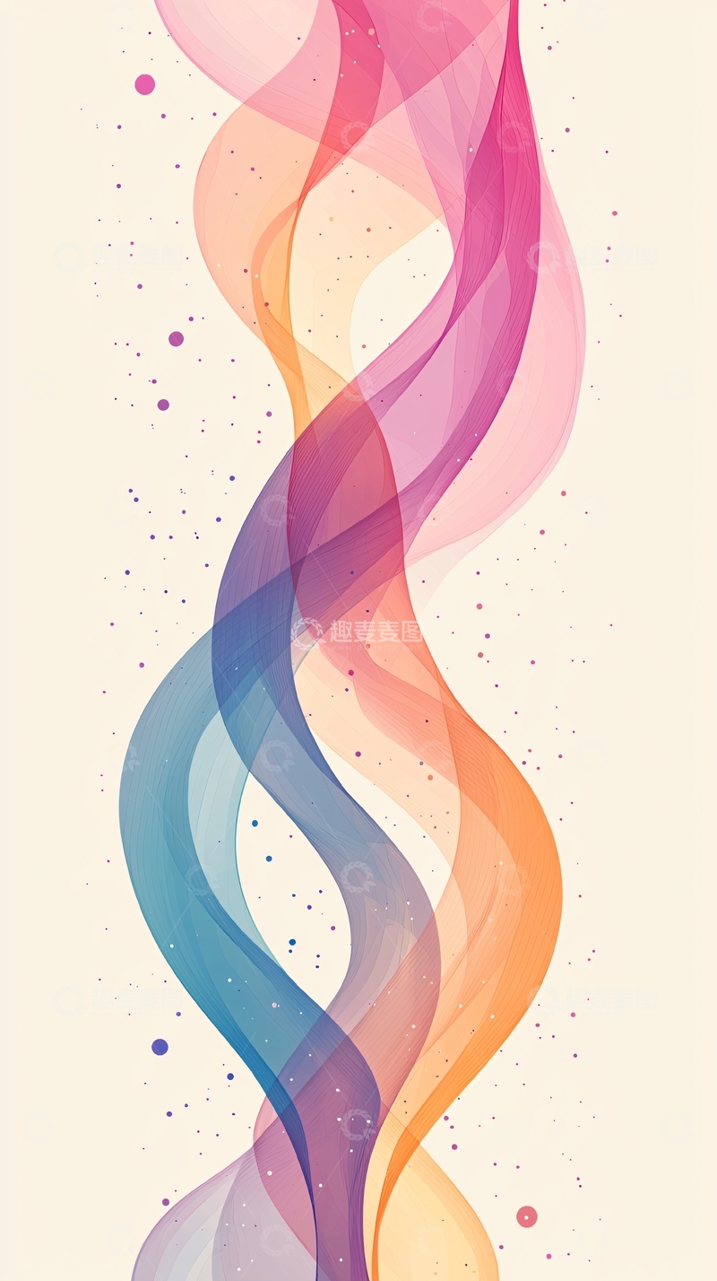 高清大图下载【趣麦麦图】彩色渐变丝绸般的波浪线条