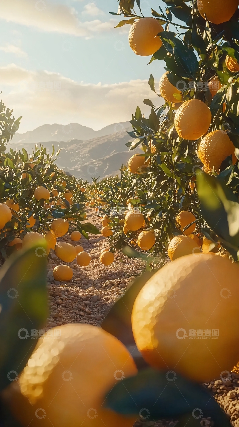 高清大图下载【趣麦麦图】阳光下的橙子果园