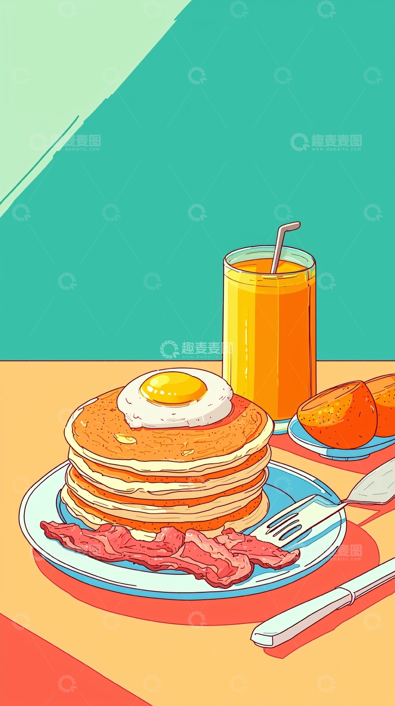 高清大图下载【趣麦麦图】早餐煎饼