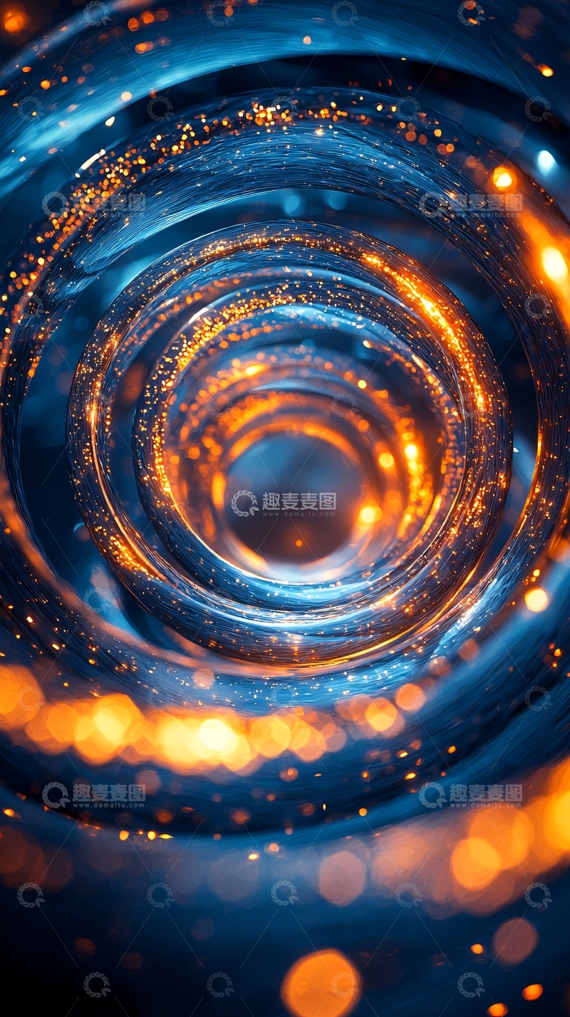 高清大图下载【趣麦麦图】蓝色橙色环状光效