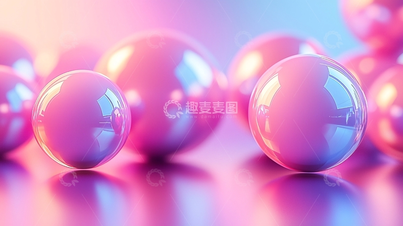 高清大图下载【趣麦麦图】粉色光泽球体排列