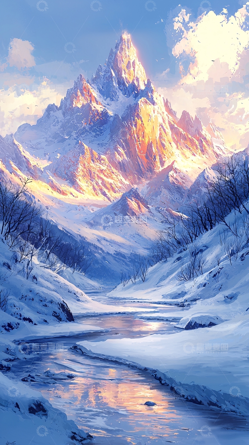 高清大图下载【趣麦麦图】雪山日出61