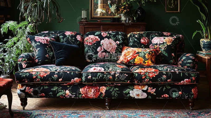 高清大图下载【趣麦麦图】花卉图案沙发